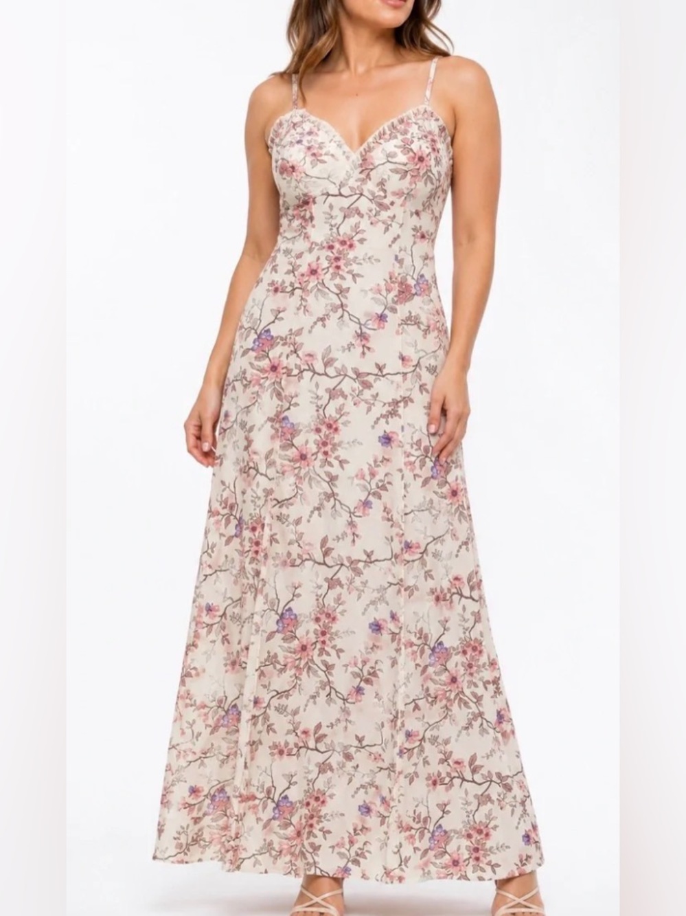 Max studio floral print maxi dress spaghetti strap
